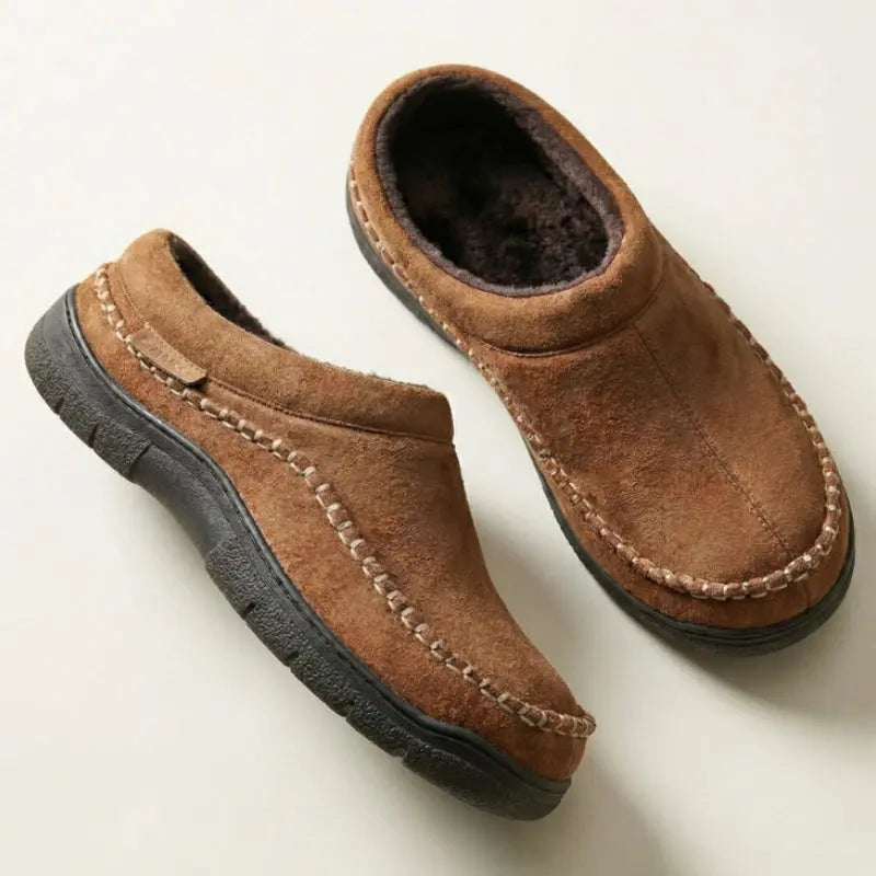 Wide-Fit Fleece-Lined Indoor Slippers