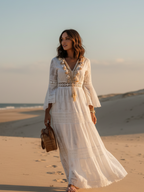 Mendez White Lace Maxi Dress