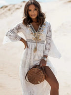 Mendez White Lace Maxi Dress
