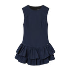 Checked Eyelet Ruffle Mini Dress