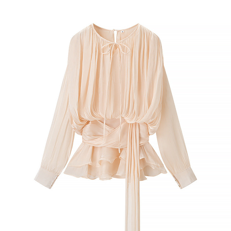 Gathered-Neck Peplum Top
