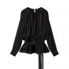 Gathered-Neck Peplum Top