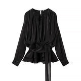 Gathered-Neck Peplum Top