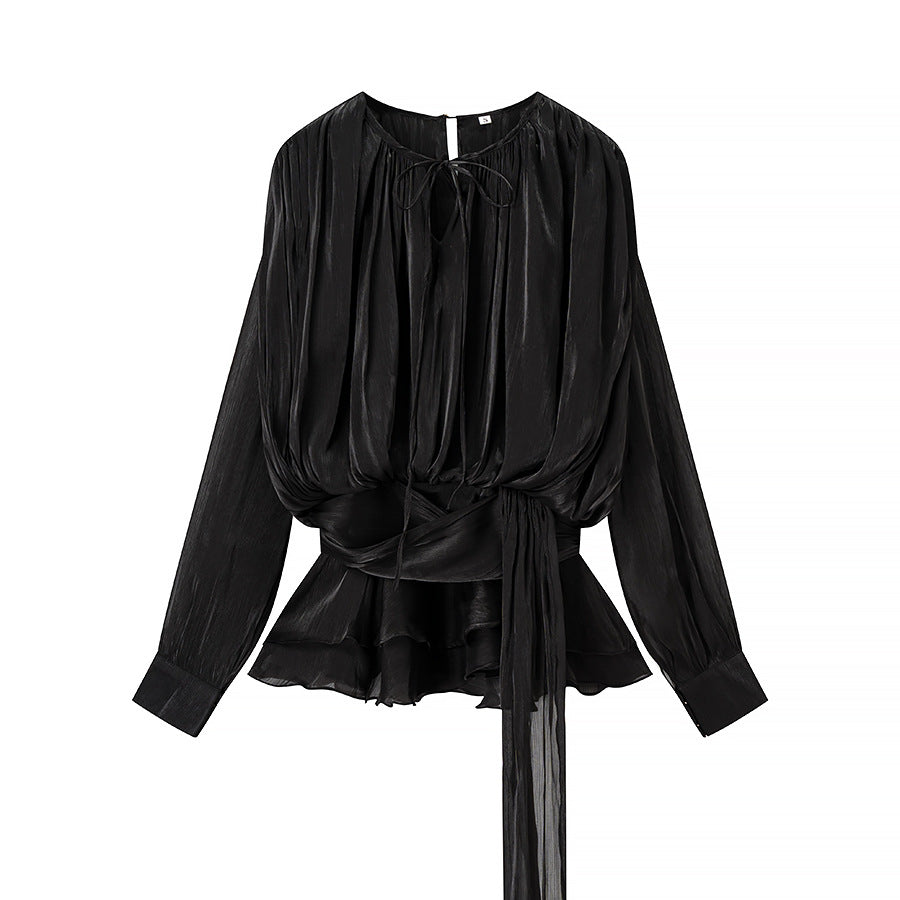 Gathered-Neck Peplum Top
