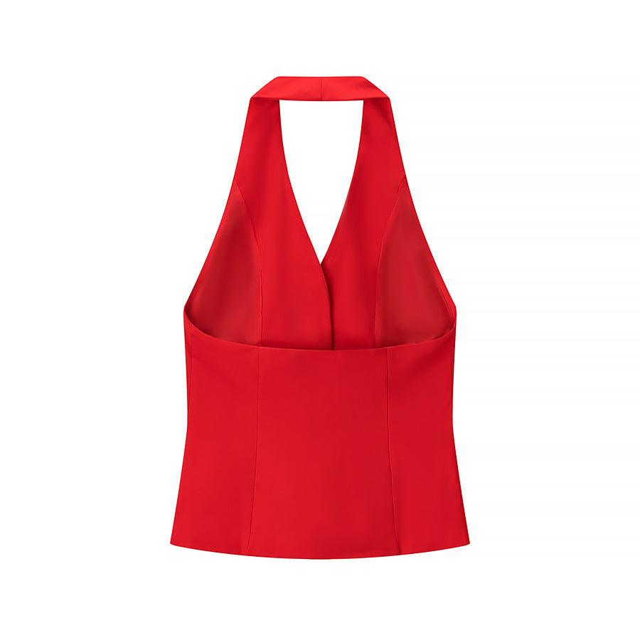 Halter Waistcoat & Wide-Leg Trouser Set