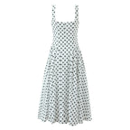 Polka Dot V-Neck Pleated Midi Dress