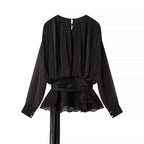 Gathered-Neck Peplum Top