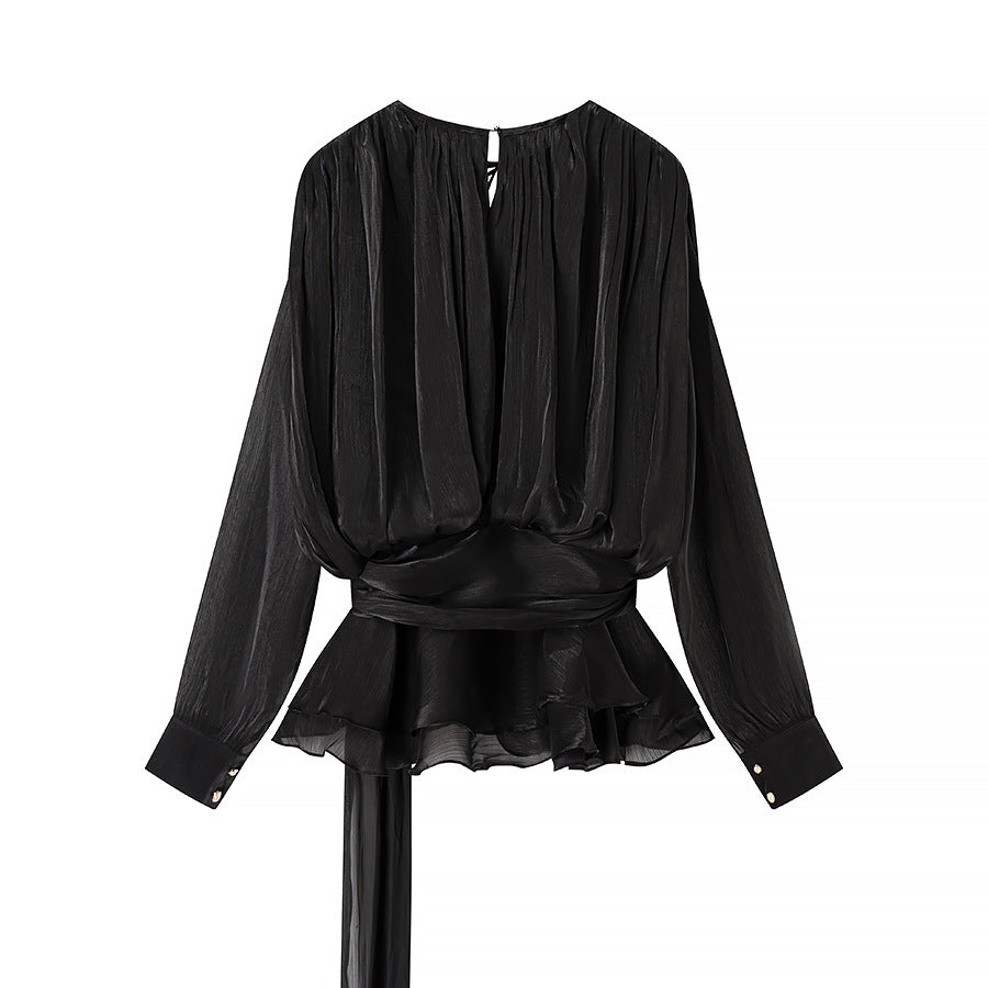 Gathered-Neck Peplum Top