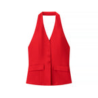 Halter Waistcoat & Wide-Leg Trouser Set