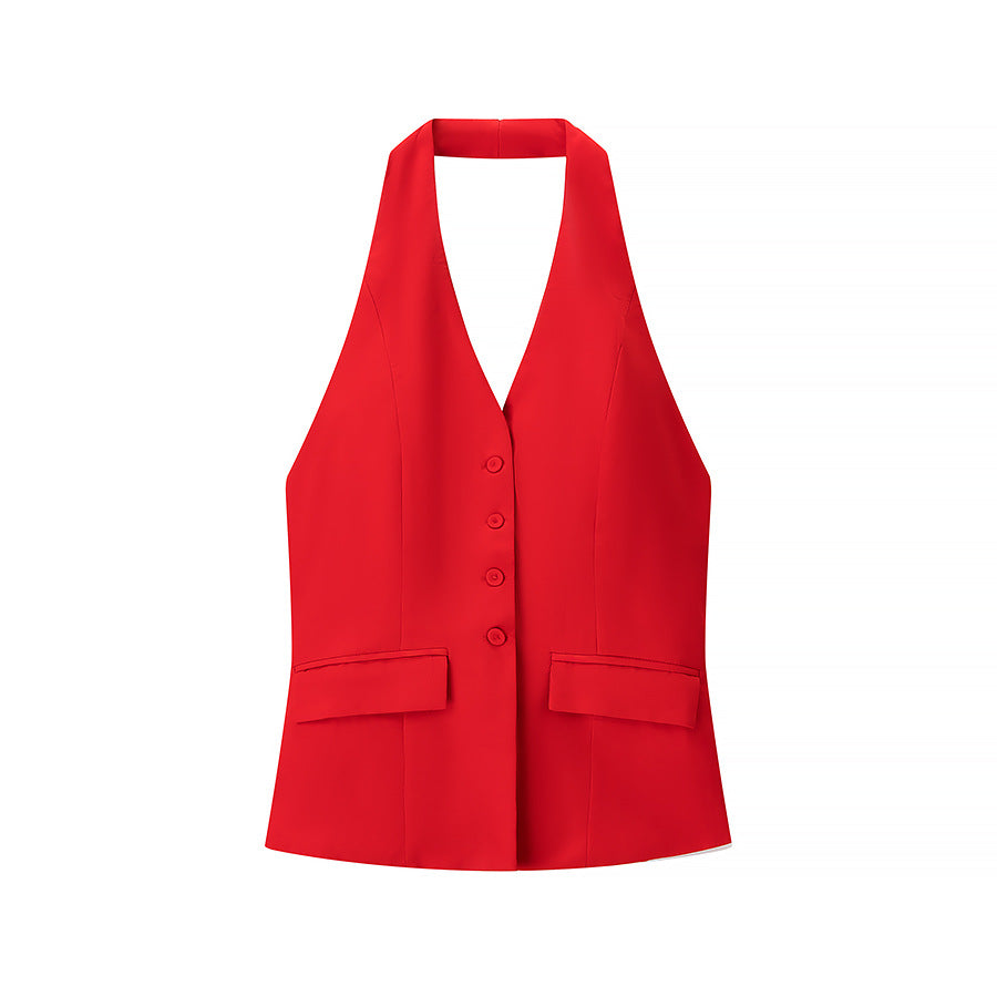 Halter Waistcoat & Wide-Leg Trouser Set
