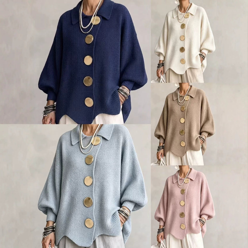 Isadora Oversized Collared Cardigan in Blue by Aurelia Sun