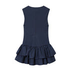 Checked Eyelet Ruffle Mini Dress