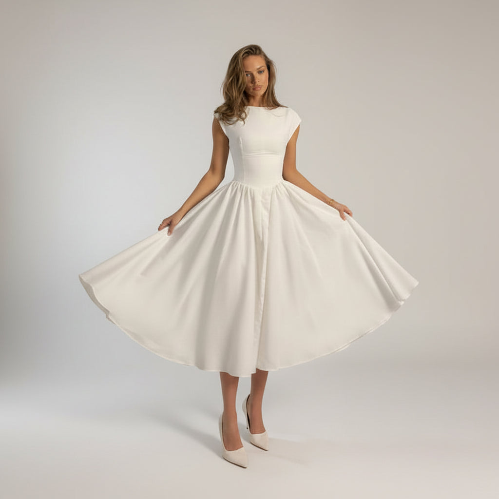 Waist-Defined A-Line Maxi Dress