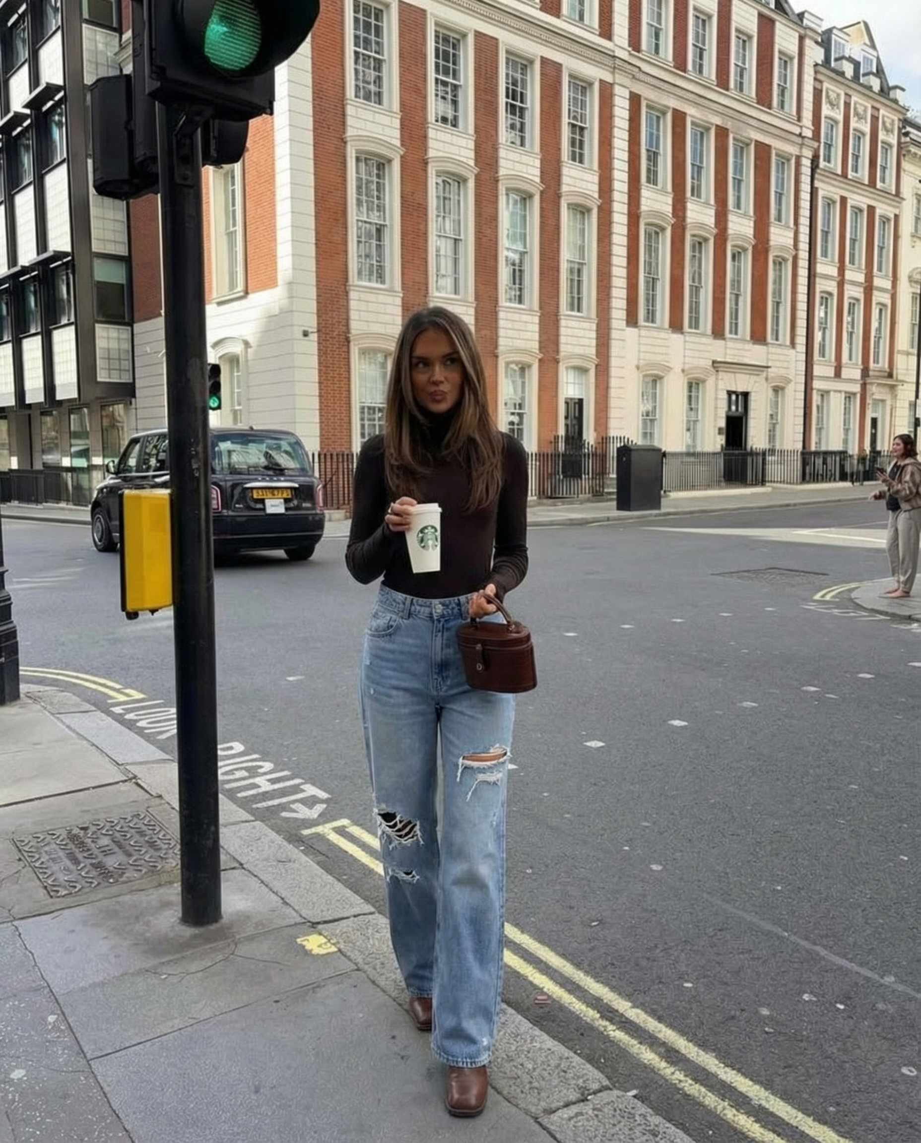 Distressed High-Waist Wide-Leg Jeans