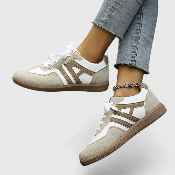 Kaya Cushioned Walking Sneakers in Khaki by Aurelia Sun