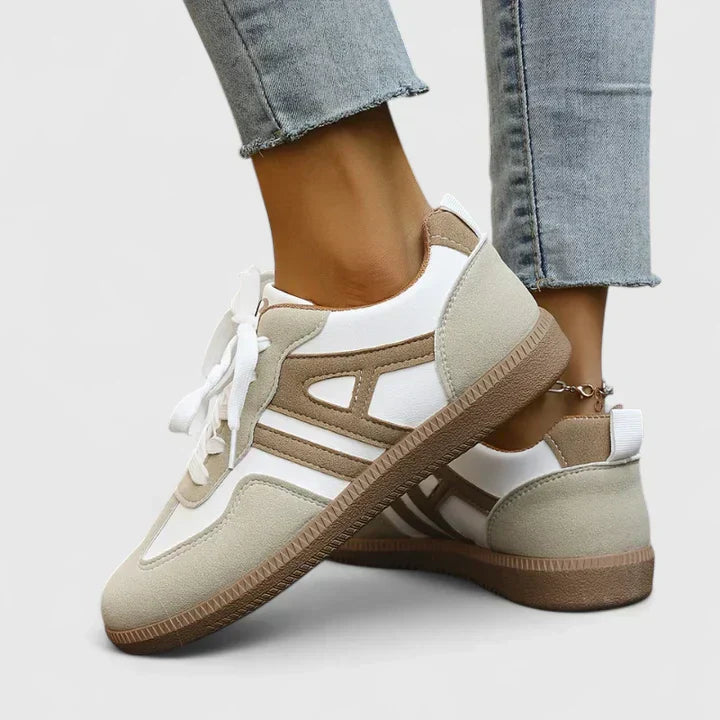 Kaya Cushioned Walking Sneakers in Khaki by Aurelia Sun