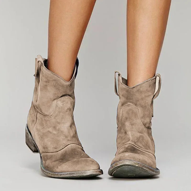 Mendi Western Ankle Boots in Brown by Aurelia Sun