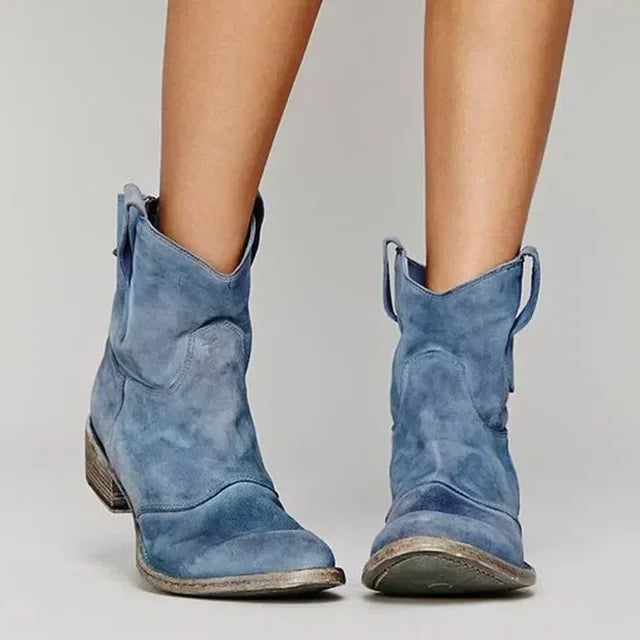Mendi Western Ankle Boots in Brown by Aurelia Sun