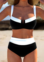 Riviera Colourblock High-Waist Bikini Set in Multi by Aurelia Sun