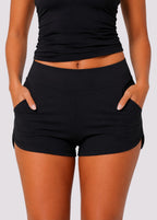 Built-In Brief Pocket Swim Shorts – Black