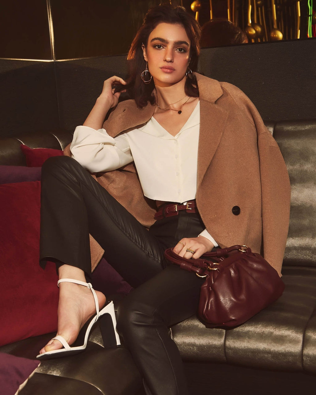 Aveline Double-Breasted Wool Blend Coat – Oat by Aurelia Sun