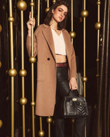 Aveline Double-Breasted Wool Blend Coat – Oat