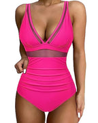 Allegra Mesh Panel One Piece Swimsuit in Pink by Aurelia Sun