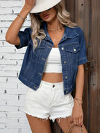 Women's Short-Sleeve Denim Jacket – Light Blue