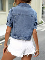 Women's Short-Sleeve Denim Jacket – Navy
