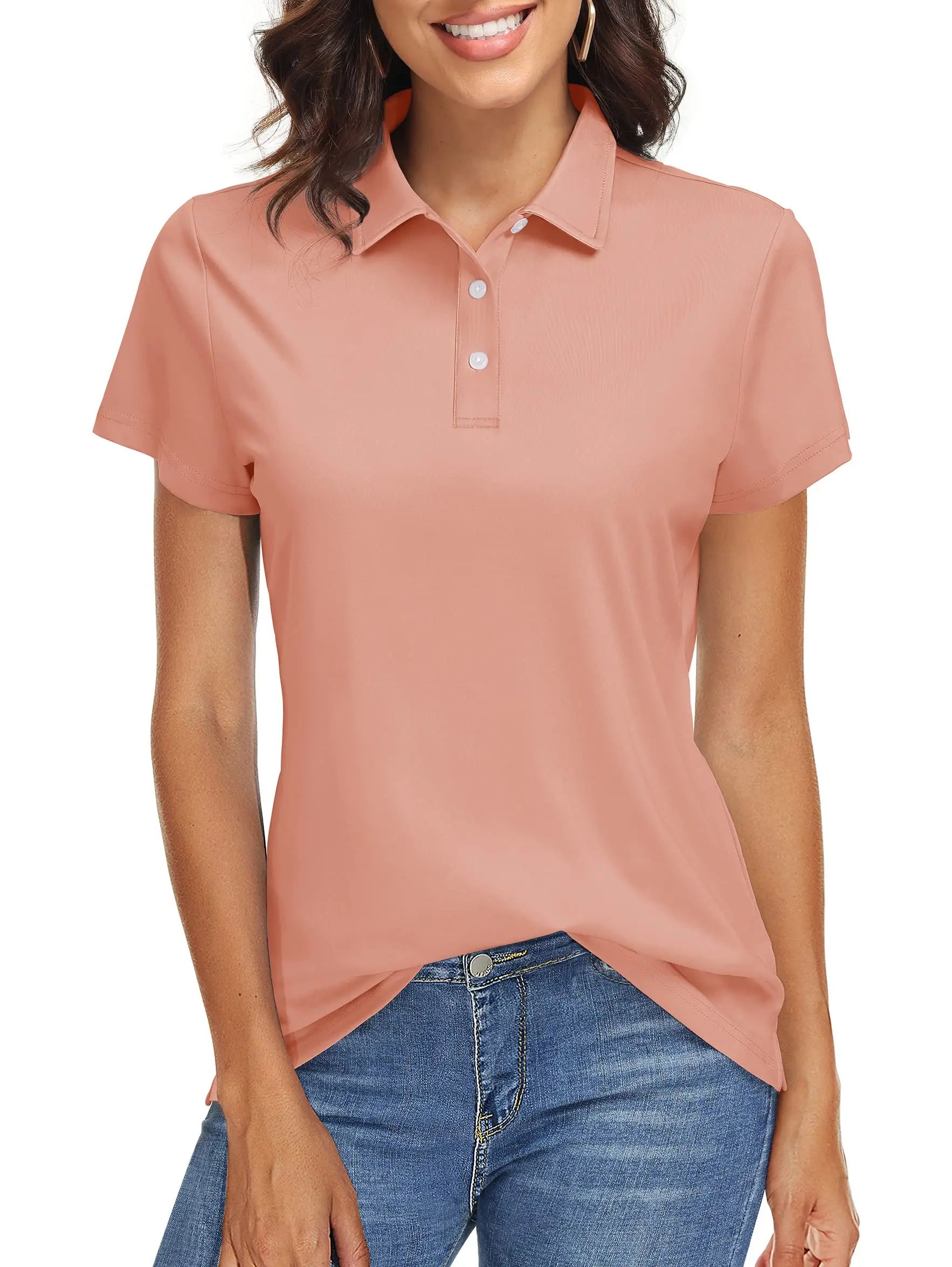 TACVASEN UPF 50+ Short Sleeve Golf Polos Shirts High Elastic Womens Sun Protection T-shirts Quick Dry Workout Tee Pullover Tops