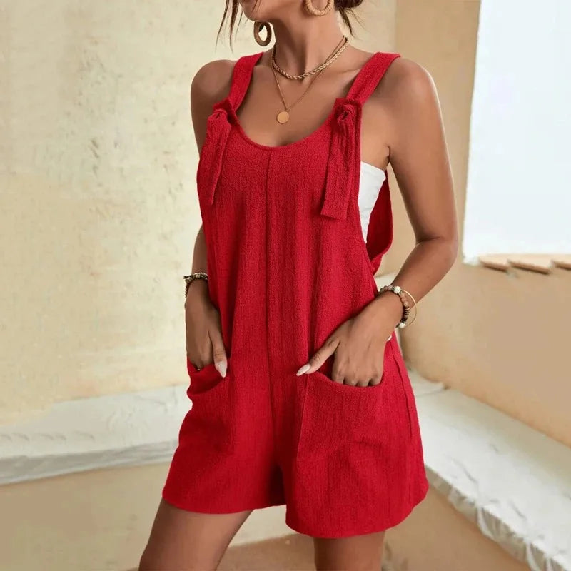 Tie-Strap Wide-Leg Summer Romper