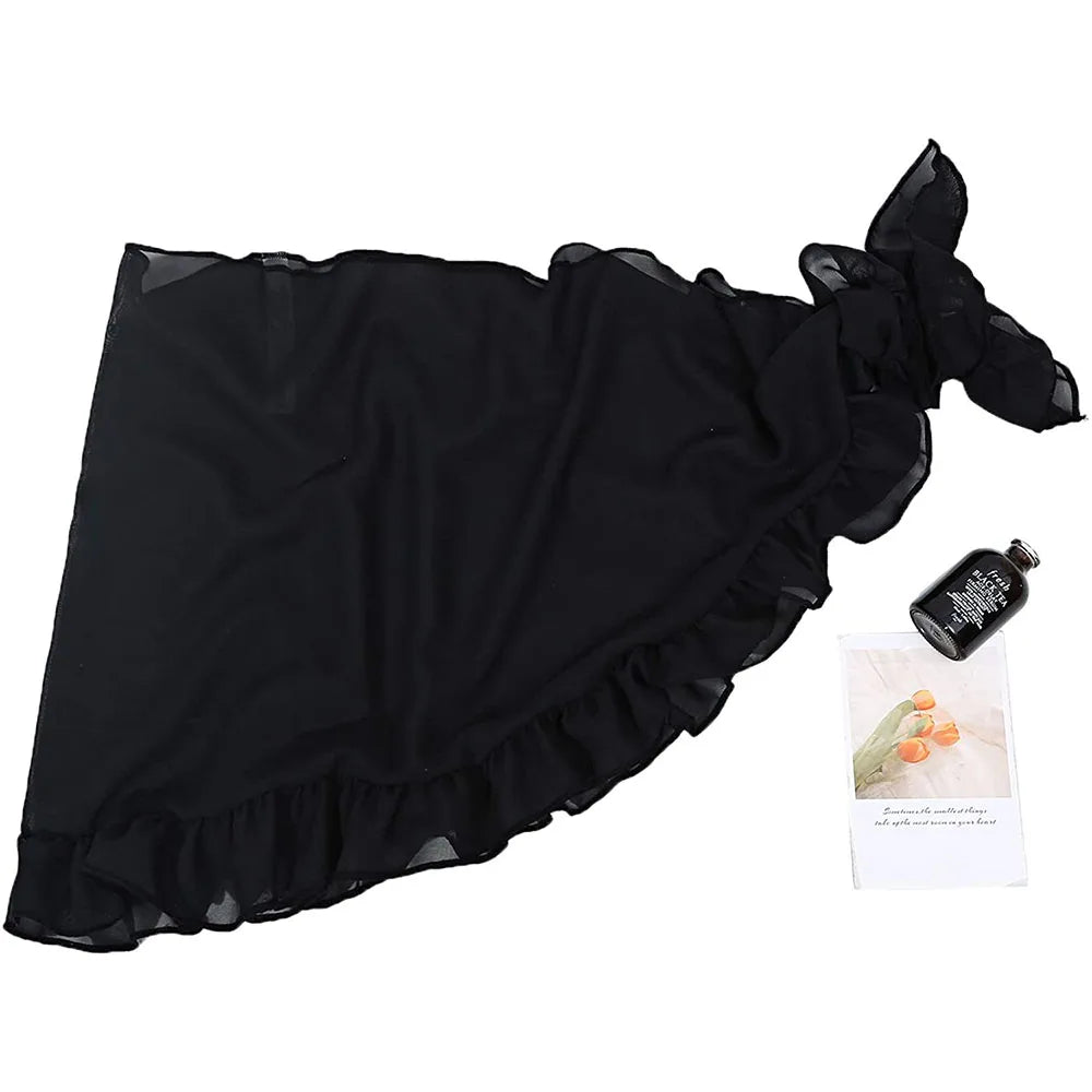 Ruffle-Hem Chiffon Beach Sarong