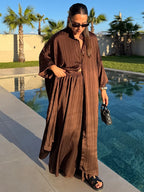 Striped Shirt & Wide-Leg Pants Set
