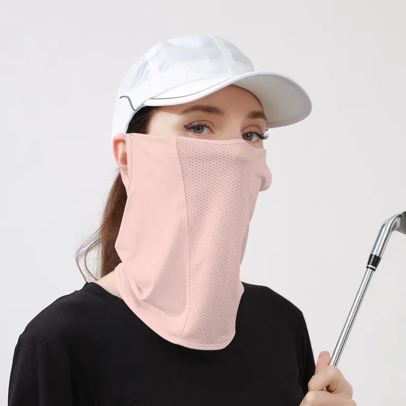 Ice Silk UV Face Scarf for Women Men, Sun Protection Neck Cover, Breathable Sports Mask for Golf Cycling Outdoor sun screen