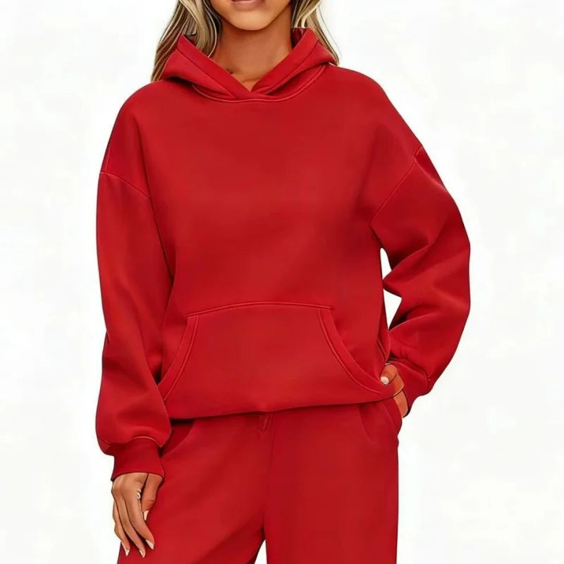 Relaxed Long-Sleeve Pullover Hoodie