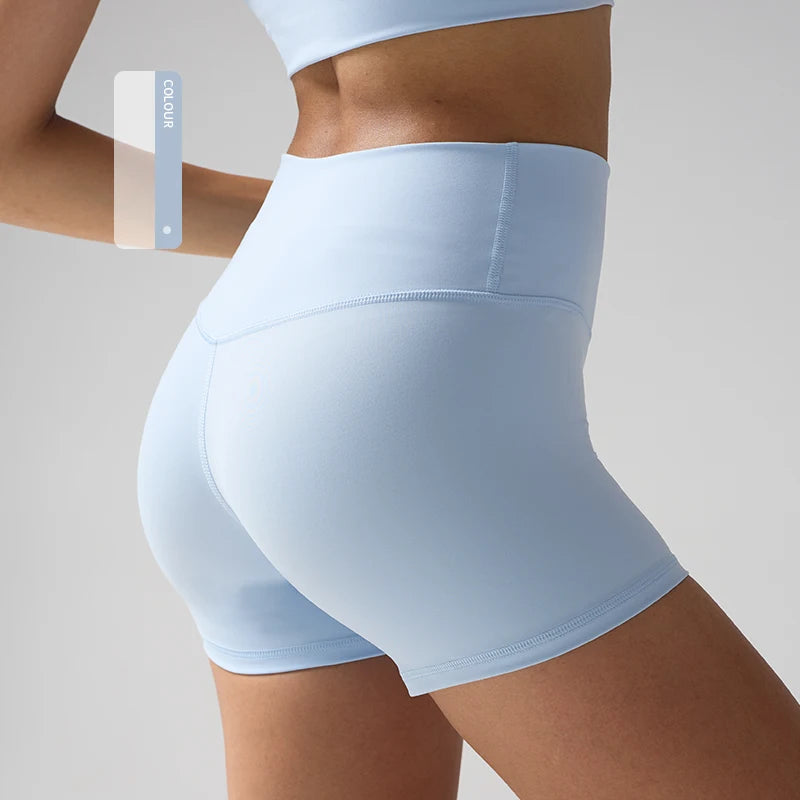 Aurelia Sun Quick-Dry High-Waist Yoga Shorts – Baby Blue – image 8