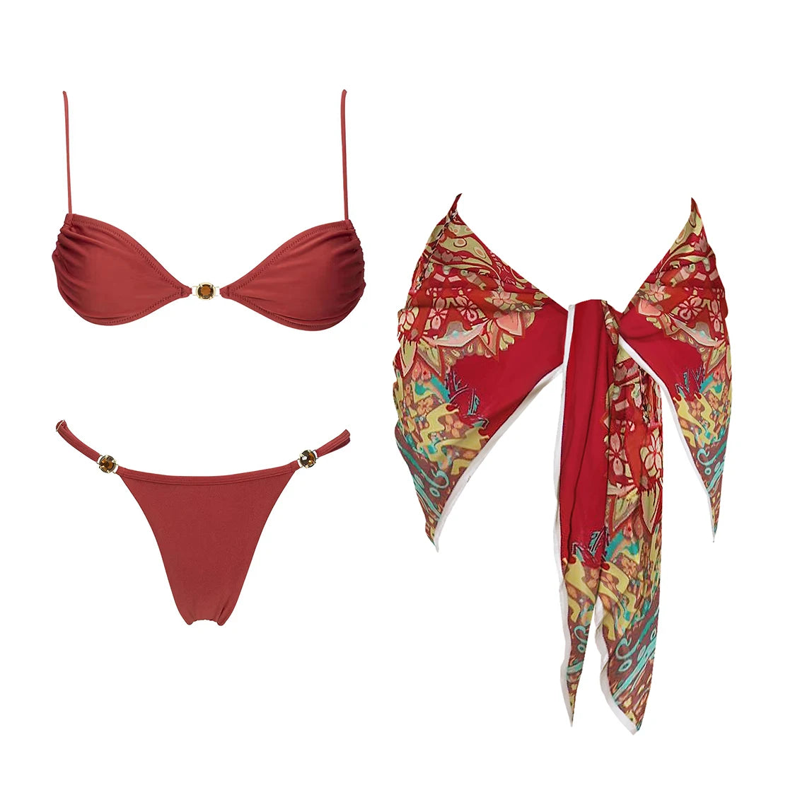 Crystal Bandeau Bikini & Cover-Up Set