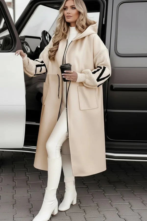 Kelly Cream Drawstring Hooded Coat