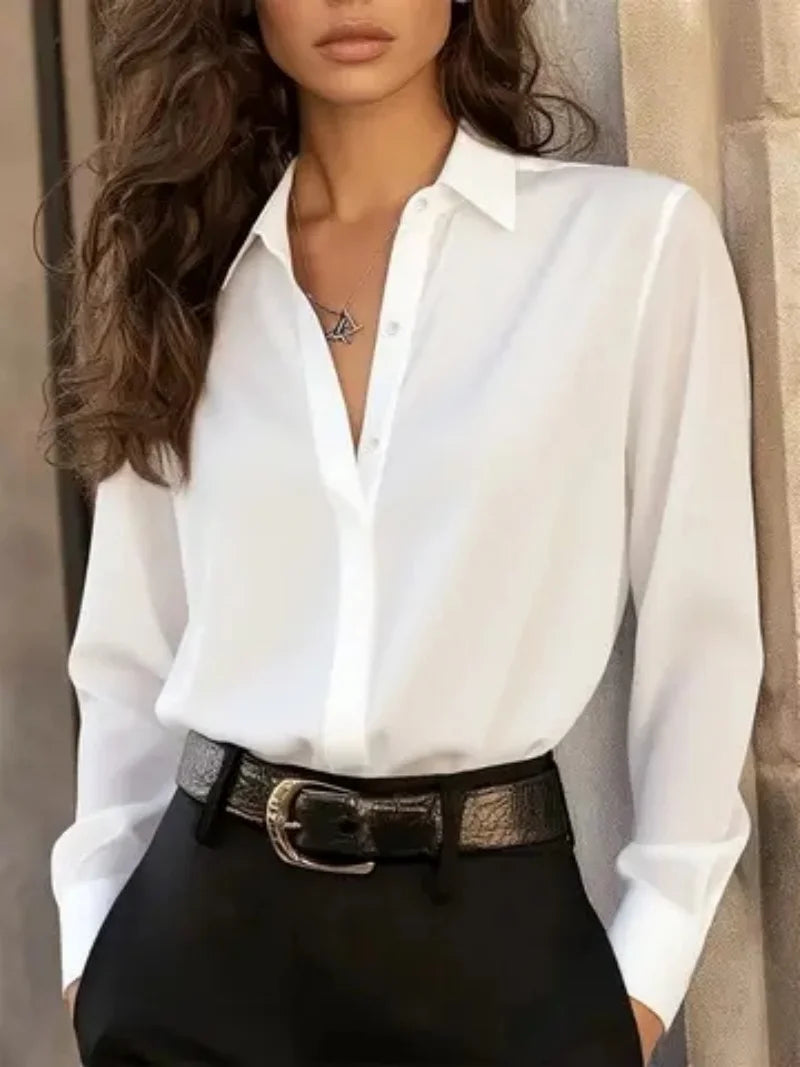 Isla Button-Up Long-Sleeve Blouse