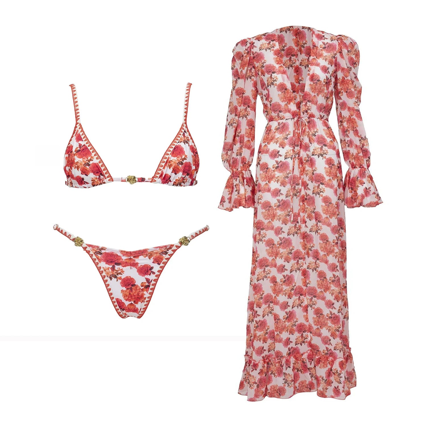 Aurelia Sun Printed Three-Piece Bikini Set – Multi-Colour Set 3 – image 13