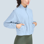 VITALINOVO Women's Athletic Workout Jacket UPF 50+ Long Sleeve Sun Protection Lightweight Shirts Zip Up Cropped Jackets Running