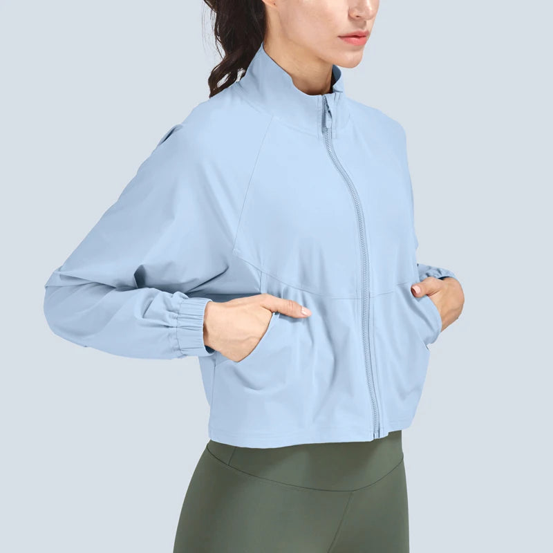 VITALINOVO Women's Athletic Workout Jacket UPF 50+ Long Sleeve Sun Protection Lightweight Shirts Zip Up Cropped Jackets Running