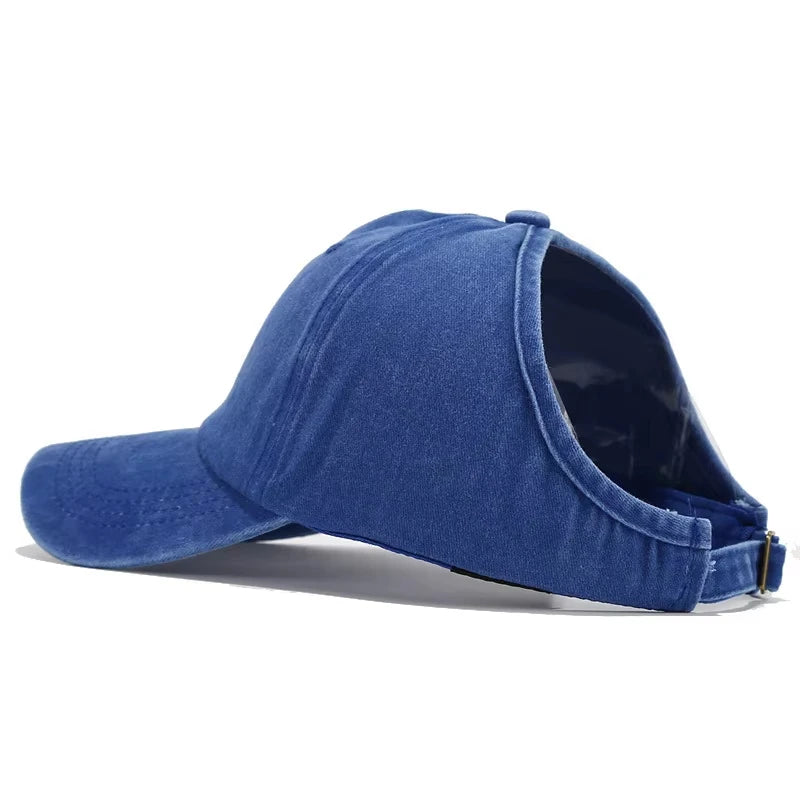 Washed High Ponytail Baseball Cap