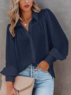Plus-Size Lantern-Sleeve Long-Sleeve Blouse