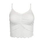 Lace Pleated V-Neck Tank Top