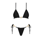 Button-Detail Bikini & Lace Skirt Set