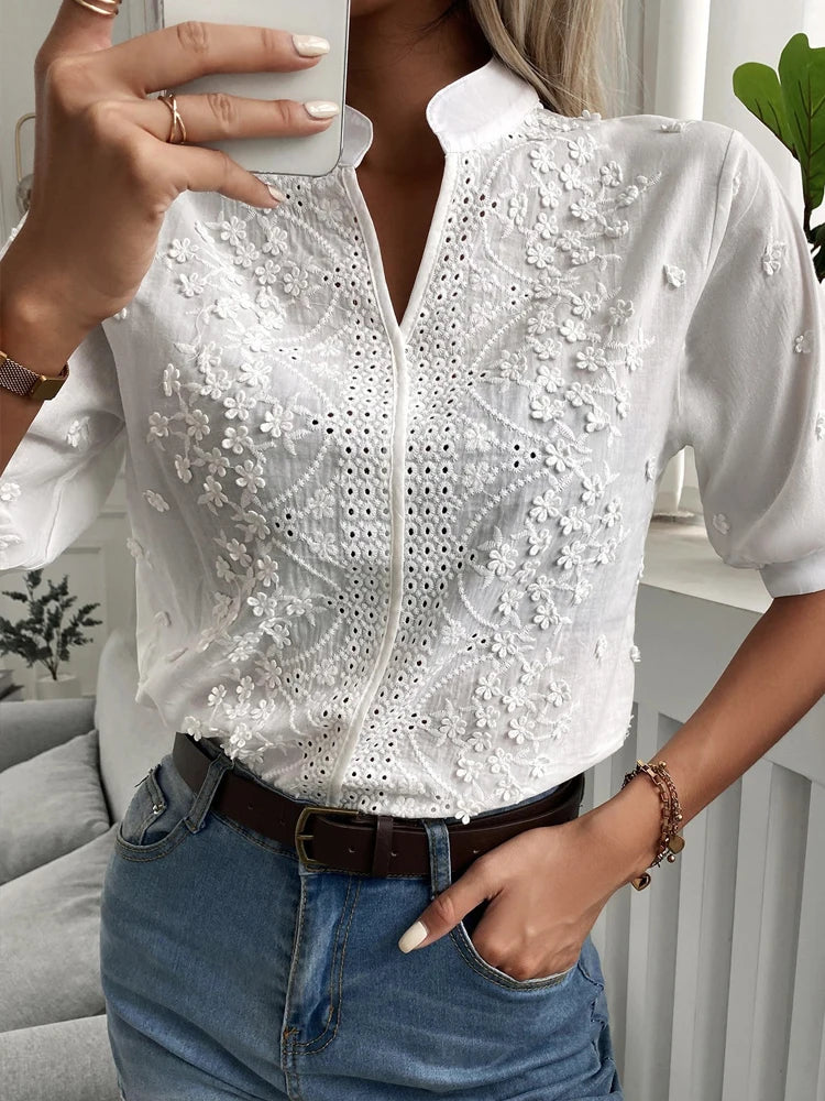 Floral Embroidered Lace Blouse