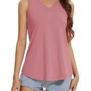 TACVASEN Women's Tank Tops Soft Loose Casual Flowy Basic Sleeveless Summer V Neck Tee Shirts Camisole Running Outfits Clothes