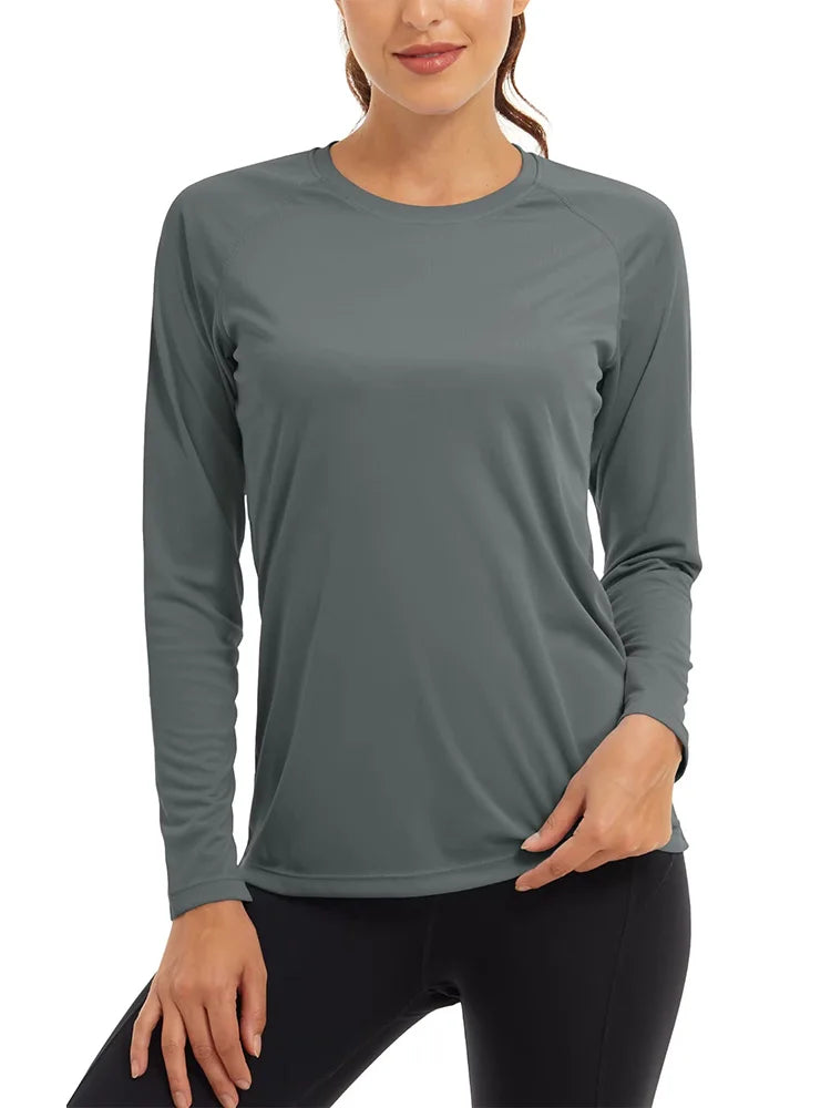 KEFITEVD Quick Dry Women's UPF 50+ Long Sleeve T-Shirts Skin Sun/UV Protection Breathable Lightweight Swim Outdoor Hiking Shirts