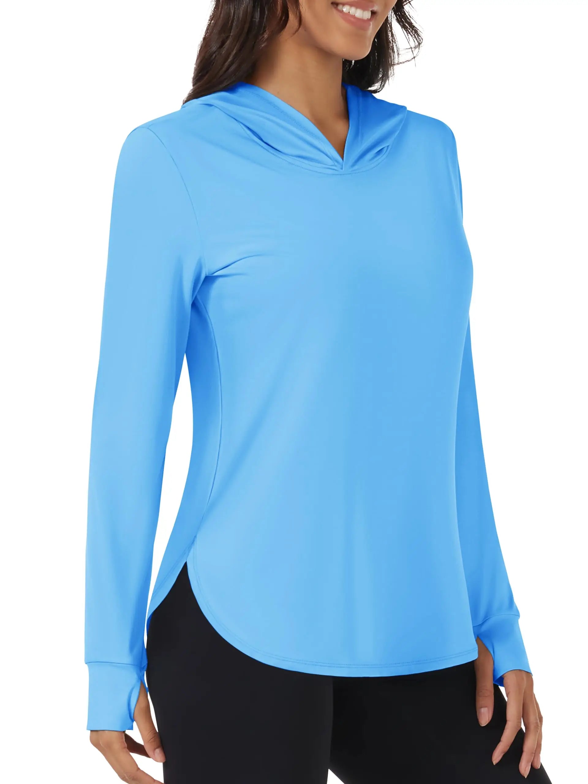 TACVASEN UPF80+ Summer UV Protection Hoodie Womens Outdoor Hiking SunBlock Pullover Tops Quick Dry Breathable Lightweight Shirts